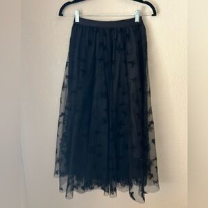 Elegant Black Butterfly Mesh Tulle Skirt